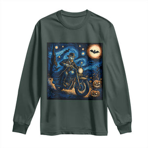 Dirt Bike Long Sleeve Shirt Van Gogh Starry Night Halloween Biker TS14 Dark Forest Green Print Your Wear