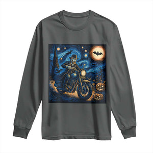 Dirt Bike Long Sleeve Shirt Van Gogh Starry Night Halloween Biker TS14 Dark Heather Print Your Wear