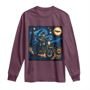 Dirt Bike Long Sleeve Shirt Van Gogh Starry Night Halloween Biker TS14 Maroon Print Your Wear