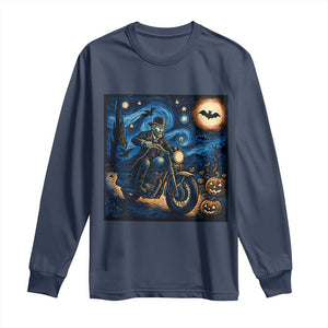 Dirt Bike Long Sleeve Shirt Van Gogh Starry Night Halloween Biker TS14 Navy Print Your Wear