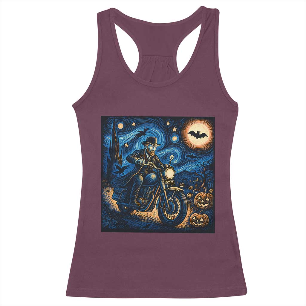 Dirt Bike Racerback Tank Top Van Gogh Starry Night Halloween Biker TS14 Maroon Print Your Wear