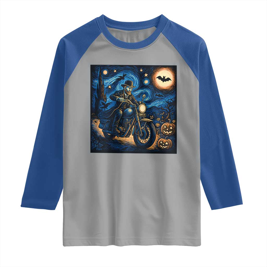 Dirt Bike Raglan Shirt Van Gogh Starry Night Halloween Biker TS14 Sport Gray Royal Print Your Wear