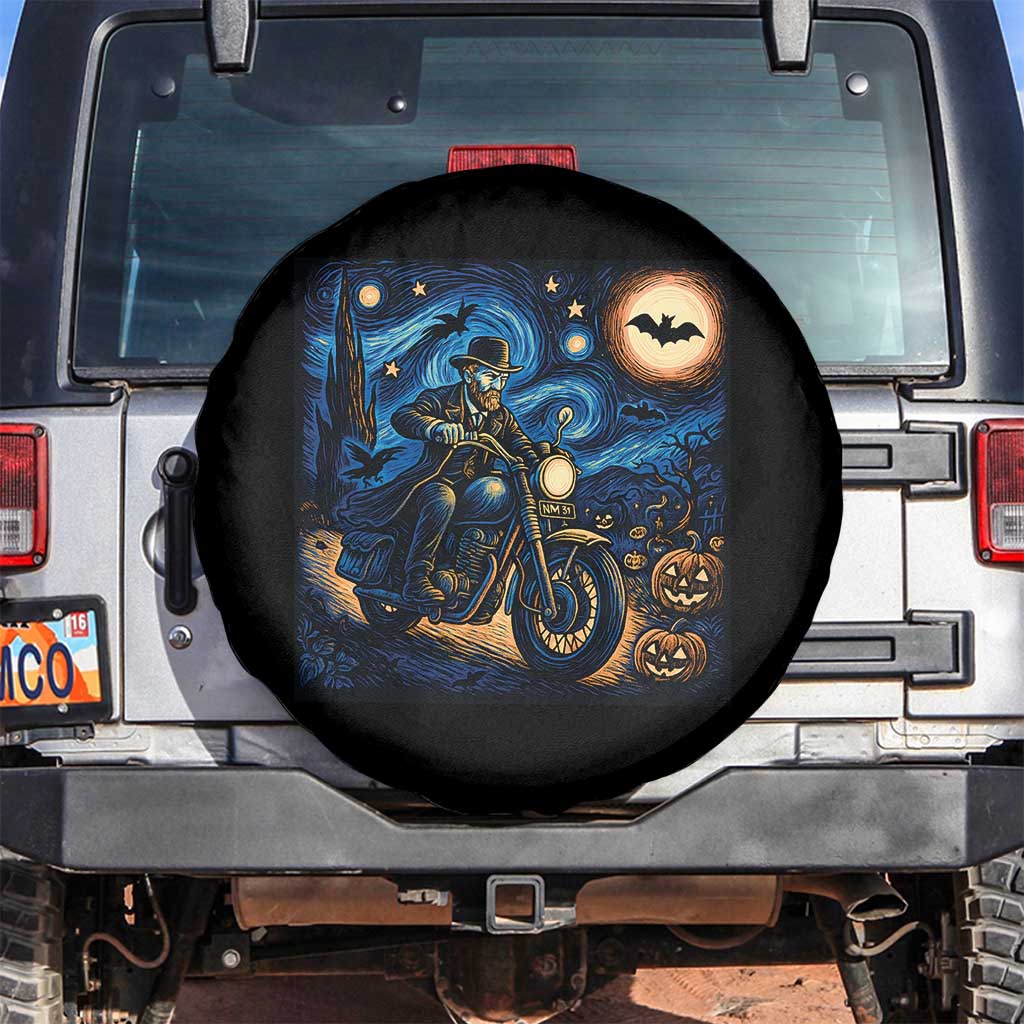 Dirt Bike Spare Tire Cover Van Gogh Starry Night Halloween Biker TS14 No hole Black Print Your Wear