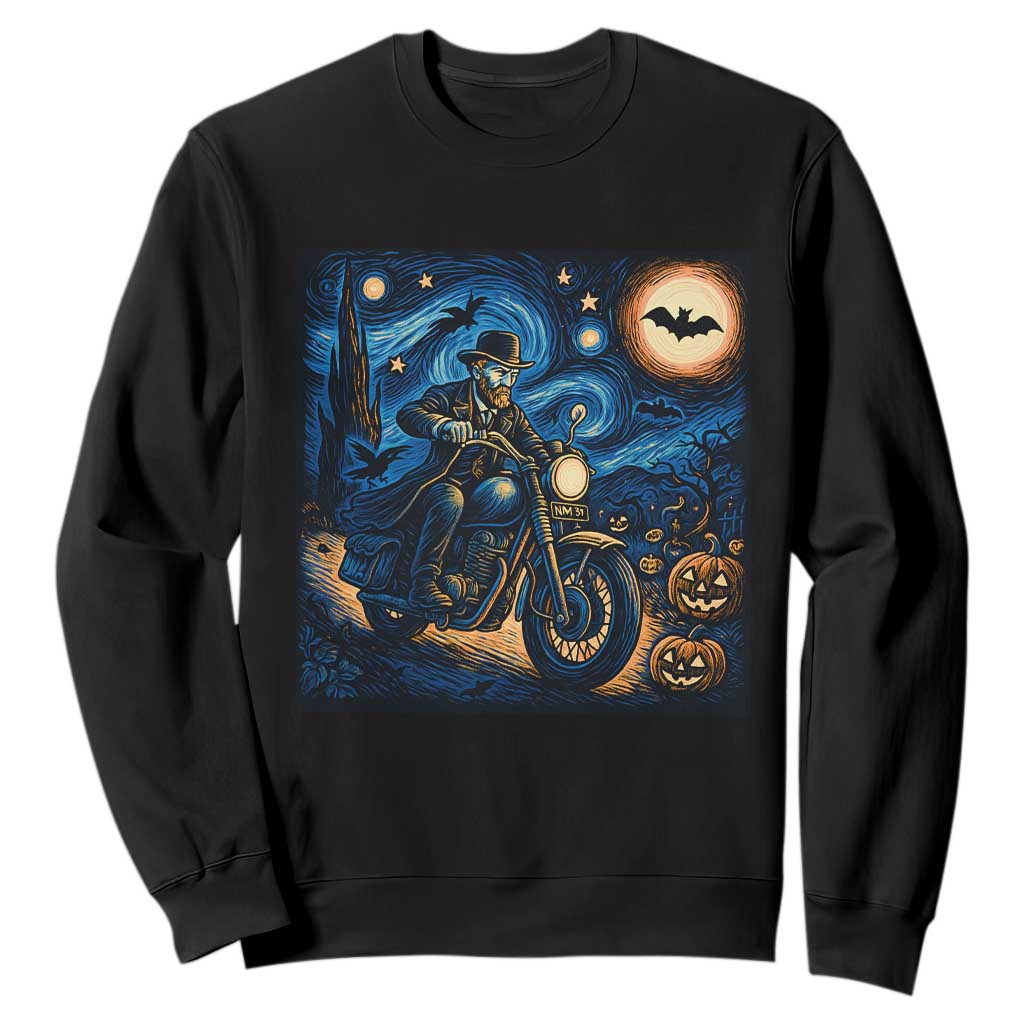 Dirt Bike Sweatshirt Van Gogh Starry Night Halloween Biker TS14 Black Print Your Wear