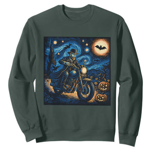 Dirt Bike Sweatshirt Van Gogh Starry Night Halloween Biker TS14 Dark Forest Green Print Your Wear