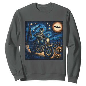 Dirt Bike Sweatshirt Van Gogh Starry Night Halloween Biker TS14 Dark Heather Print Your Wear
