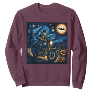 Dirt Bike Sweatshirt Van Gogh Starry Night Halloween Biker TS14 Maroon Print Your Wear