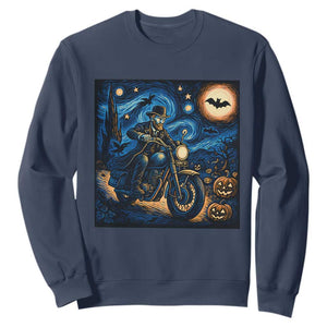 Dirt Bike Sweatshirt Van Gogh Starry Night Halloween Biker TS14 Navy Print Your Wear