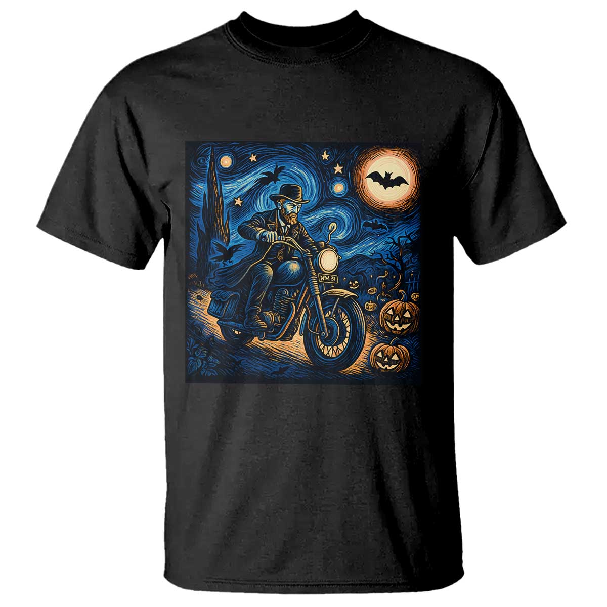 Dirt Bike T Shirt Van Gogh Starry Night Halloween Biker TS14 Black Print Your Wear
