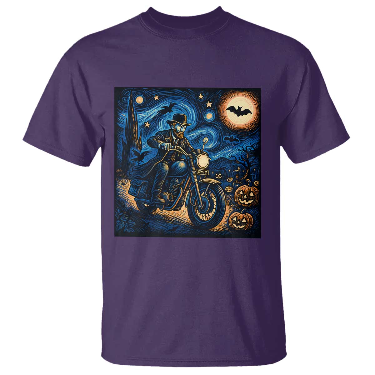 Dirt Bike T Shirt Van Gogh Starry Night Halloween Biker TS14 Purple Print Your Wear