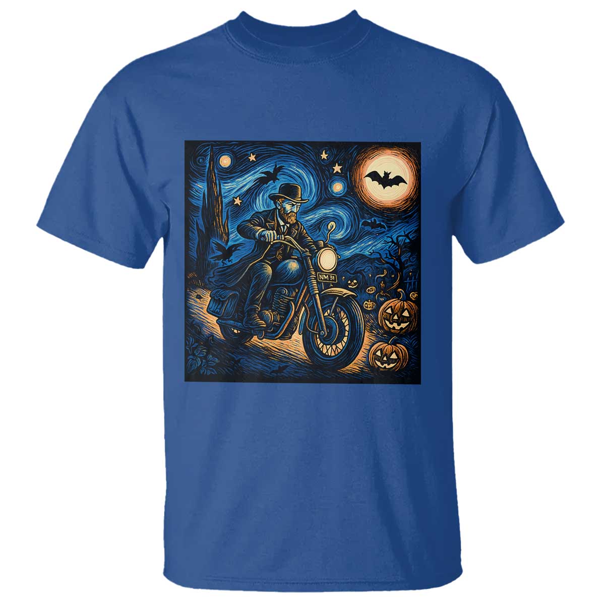 Dirt Bike T Shirt Van Gogh Starry Night Halloween Biker TS14 Royal Blue Print Your Wear