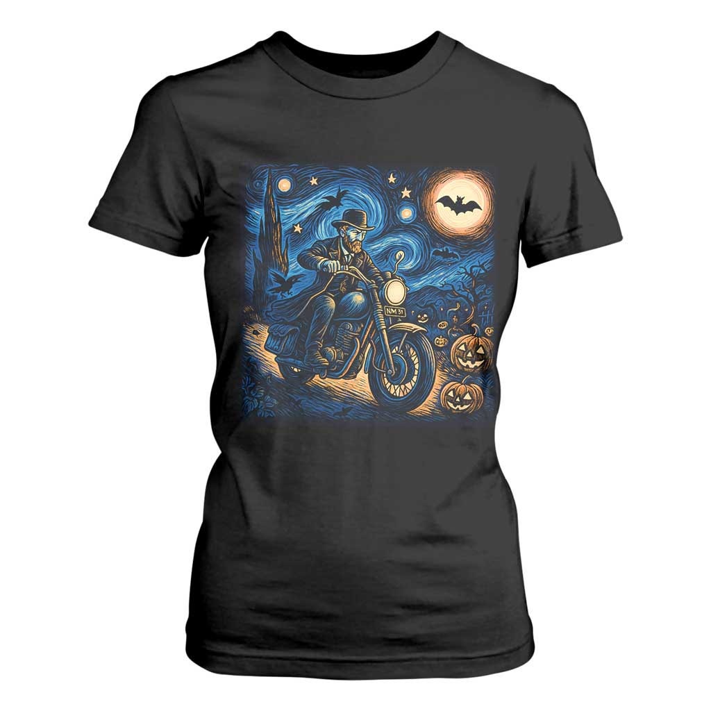Dirt Bike T Shirt For Women Van Gogh Starry Night Halloween Biker TS14 Black Print Your Wear