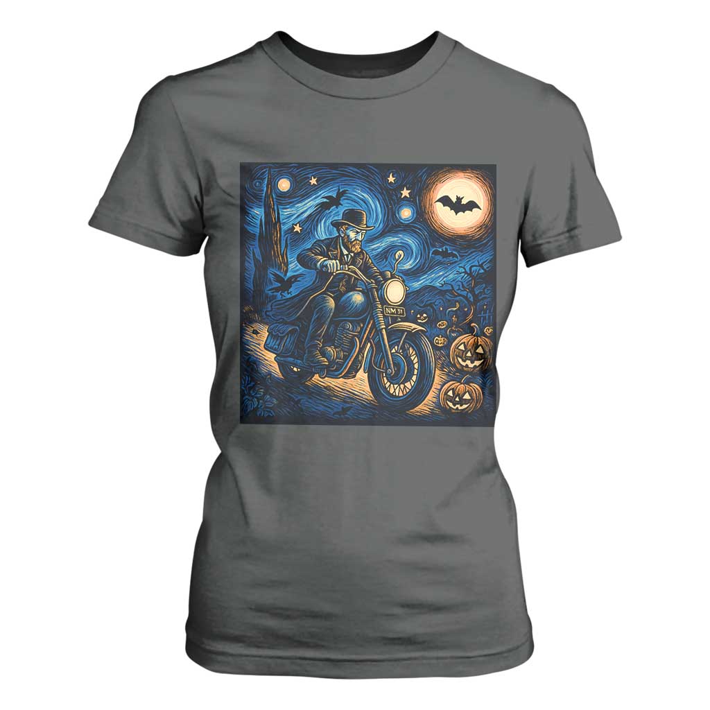 Dirt Bike T Shirt For Women Van Gogh Starry Night Halloween Biker TS14 Dark Heather Print Your Wear