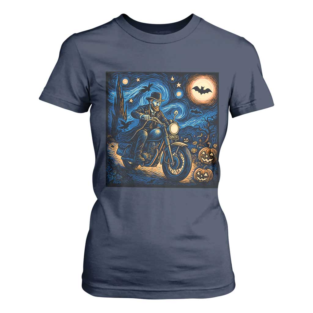 Dirt Bike T Shirt For Women Van Gogh Starry Night Halloween Biker TS14 Navy Print Your Wear