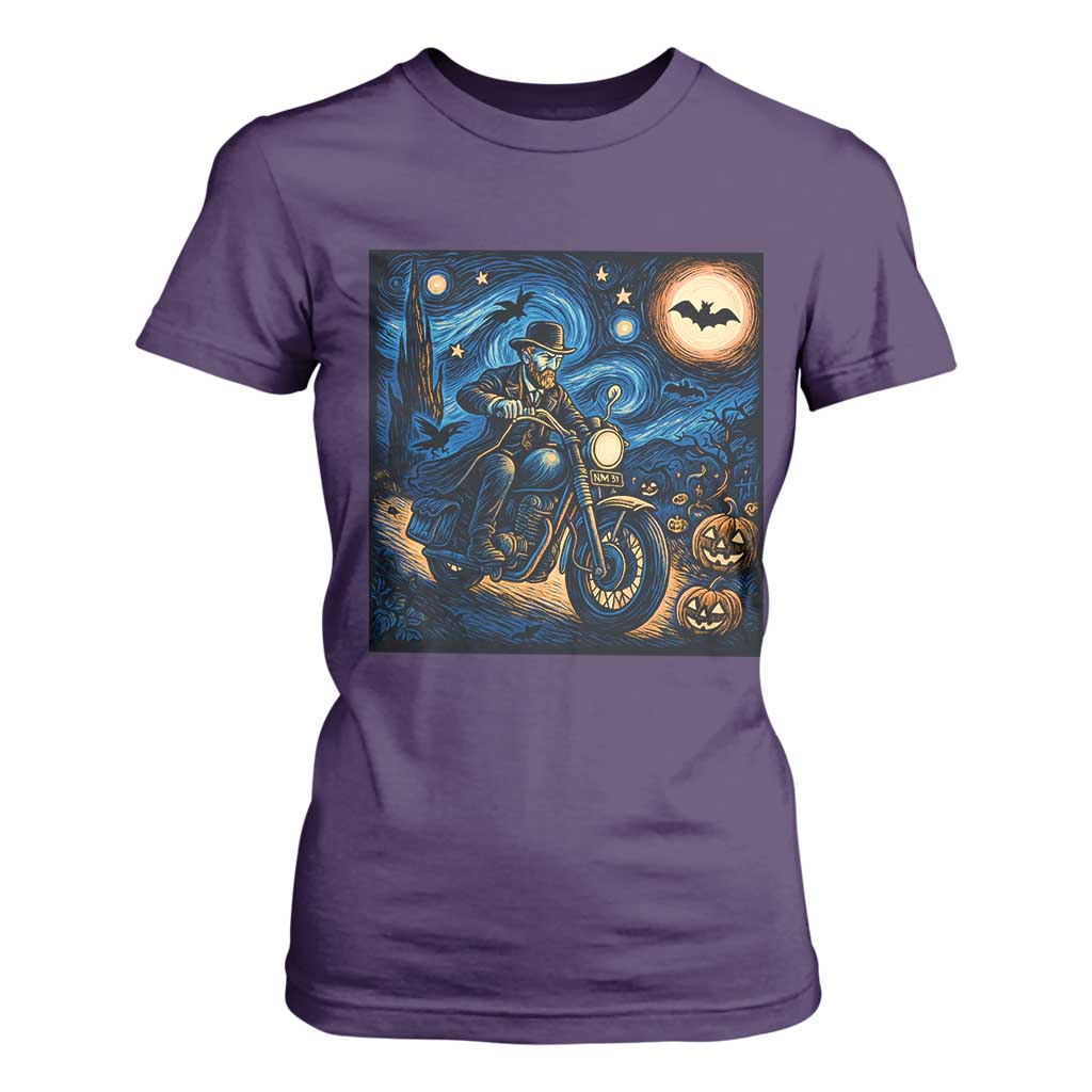 Dirt Bike T Shirt For Women Van Gogh Starry Night Halloween Biker TS14 Purple Print Your Wear