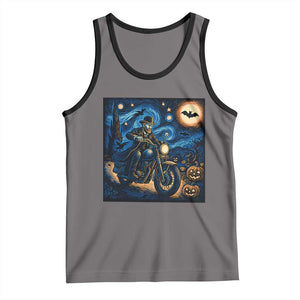 Dirt Bike Tank Top Van Gogh Starry Night Halloween Biker TS14 Deep Heather Black Print Your Wear