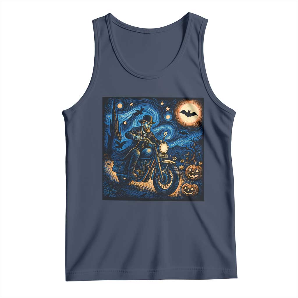 Dirt Bike Tank Top Van Gogh Starry Night Halloween Biker TS14 Navy Print Your Wear