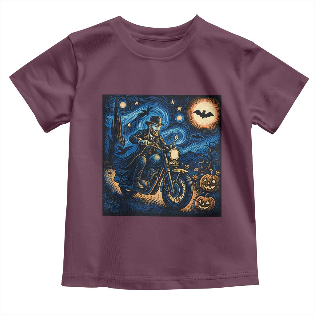Dirt Bike Toddler T Shirt Van Gogh Starry Night Halloween Biker TS14 Maroon Print Your Wear