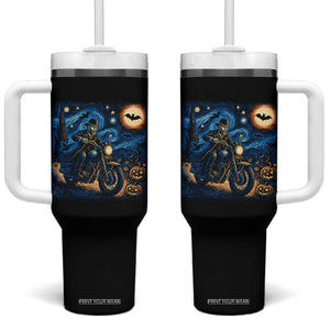 Dirt Bike Tumbler With Handle Van Gogh Starry Night Halloween Biker TS14 One Size: 40 oz Black Print Your Wear