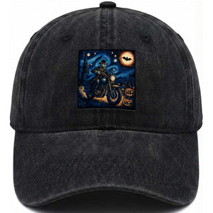 Dirt Bike Washed Cotton Baseball Cap Van Gogh Starry Night Halloween Biker TS14 Washed Cap Universal Fit Black Print Your Wear