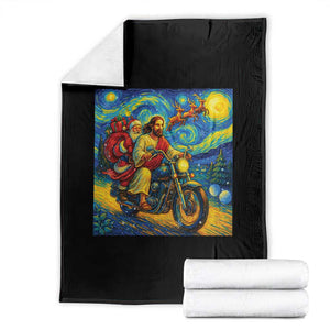 Dirt Bike Motocross Throw Blanket Jesus Santa Christmas Starry Night TS14 Black Print Your Wear