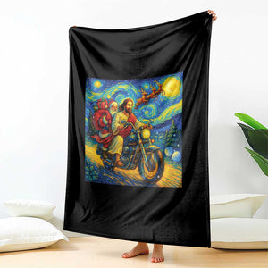 Dirt Bike Motocross Throw Blanket Jesus Santa Christmas Starry Night TS14 Print Your Wear
