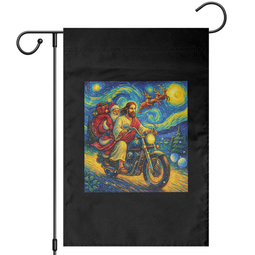 Dirt Bike Motocross Garden Flag Jesus Santa Christmas Starry Night TS14 Black Print Your Wear