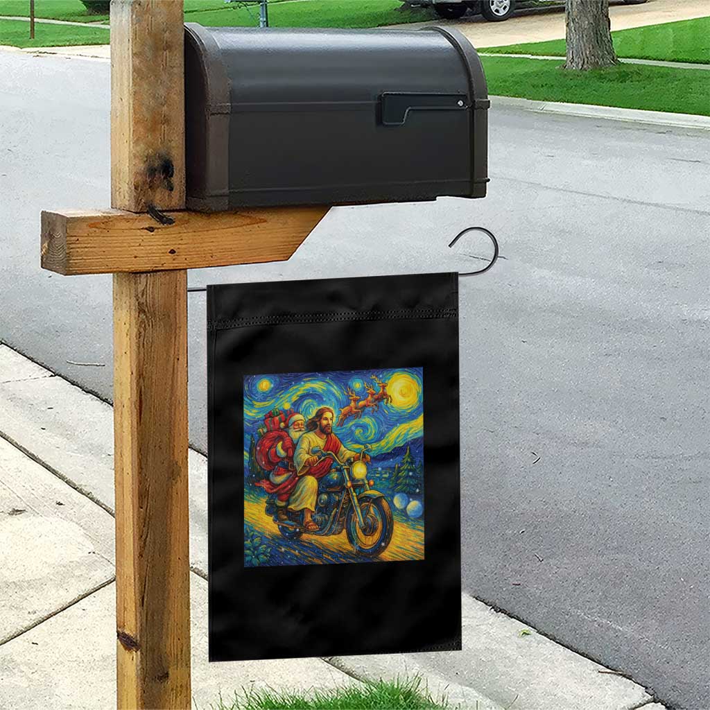 Dirt Bike Motocross Garden Flag Jesus Santa Christmas Starry Night TS14 Print Your Wear
