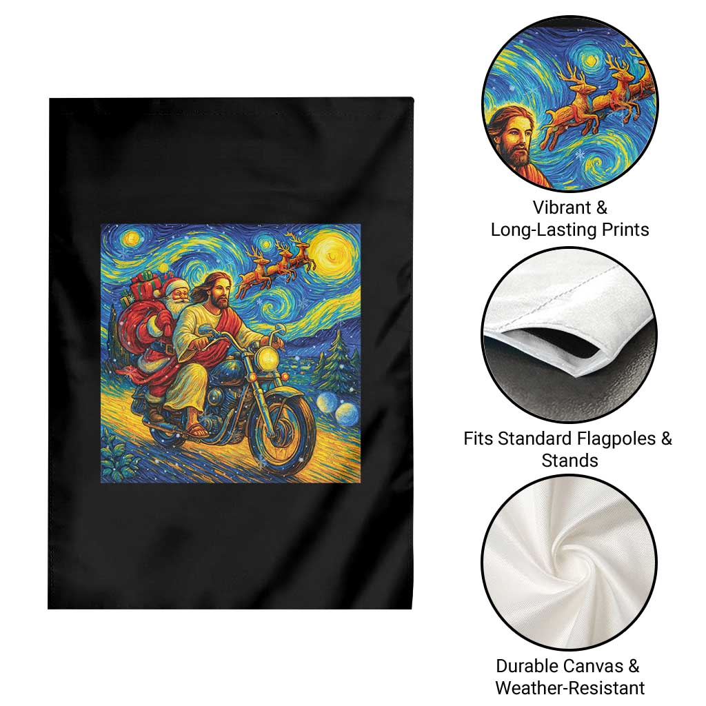 Dirt Bike Motocross Garden Flag Jesus Santa Christmas Starry Night TS14 Print Your Wear