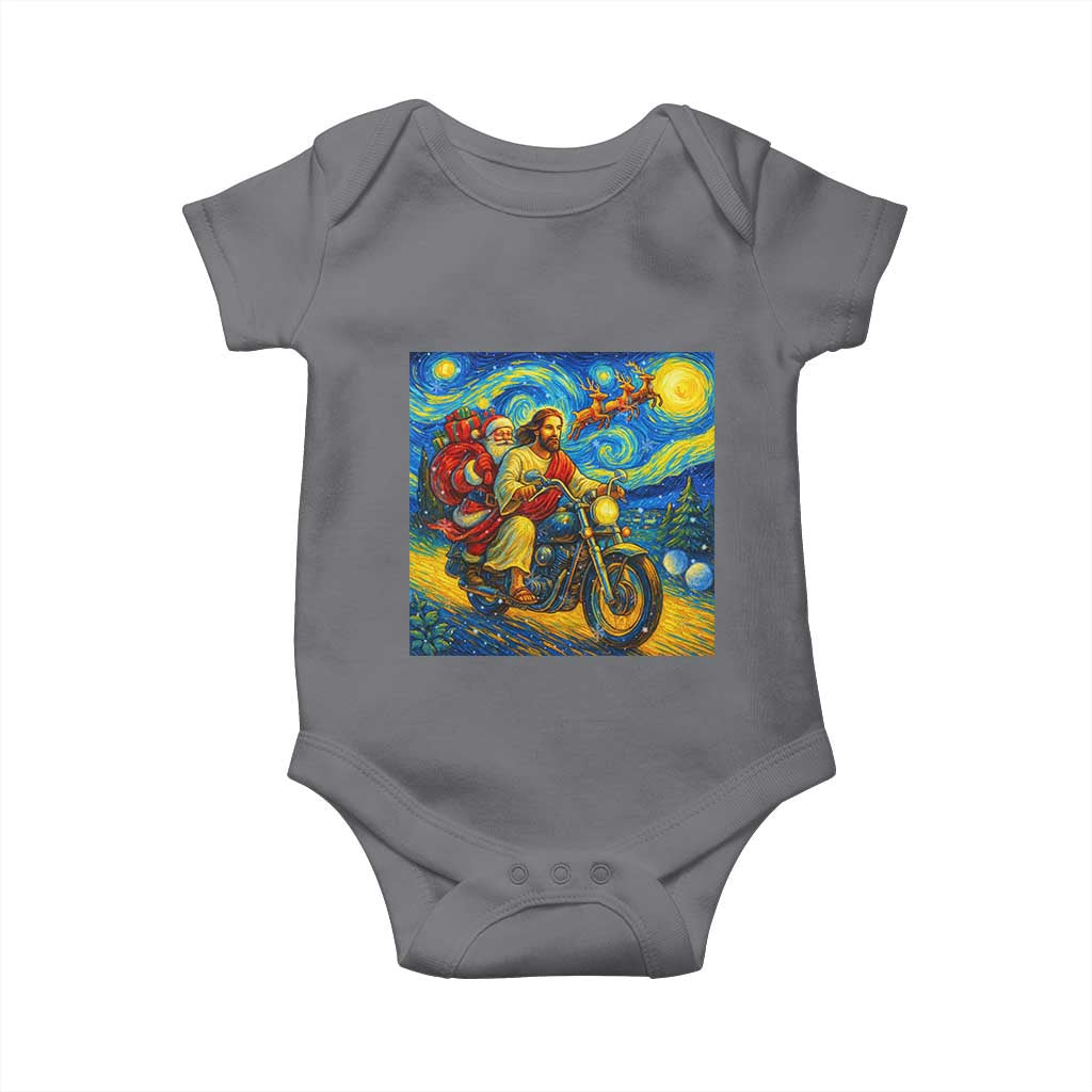 Dirt Bike Motocross Baby Onesie Jesus Santa Christmas Starry Night TS14 Charcoal Print Your Wear