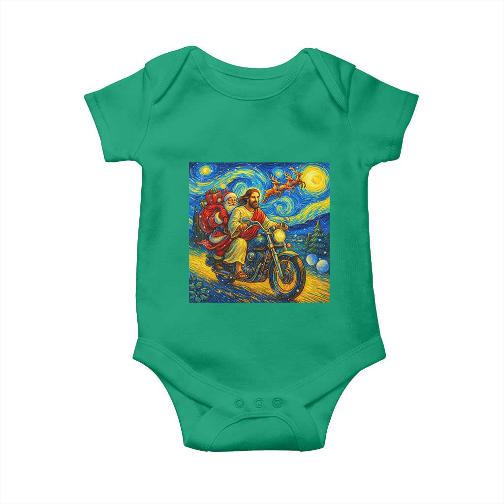 Dirt Bike Motocross Baby Onesie Jesus Santa Christmas Starry Night TS14 Irish Green Print Your Wear