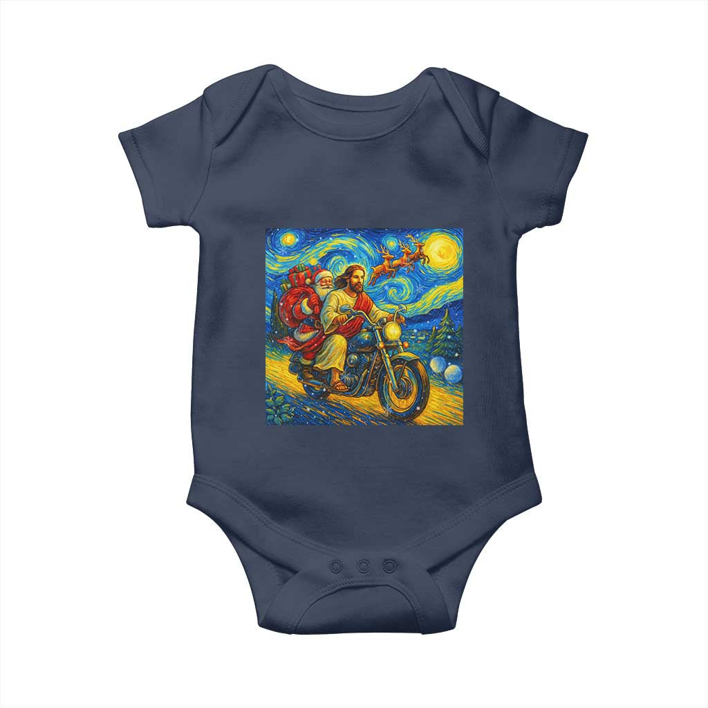 Dirt Bike Motocross Baby Onesie Jesus Santa Christmas Starry Night TS14 Navy Print Your Wear