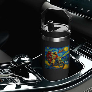 Dirt Bike Motocross Flip Straw Tumbler Jesus Santa Christmas Starry Night TS14 Print Your Wear