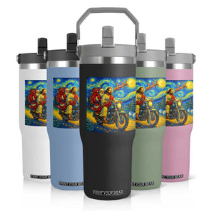 Dirt Bike Motocross Flip Straw Tumbler Jesus Santa Christmas Starry Night TS14 Print Your Wear
