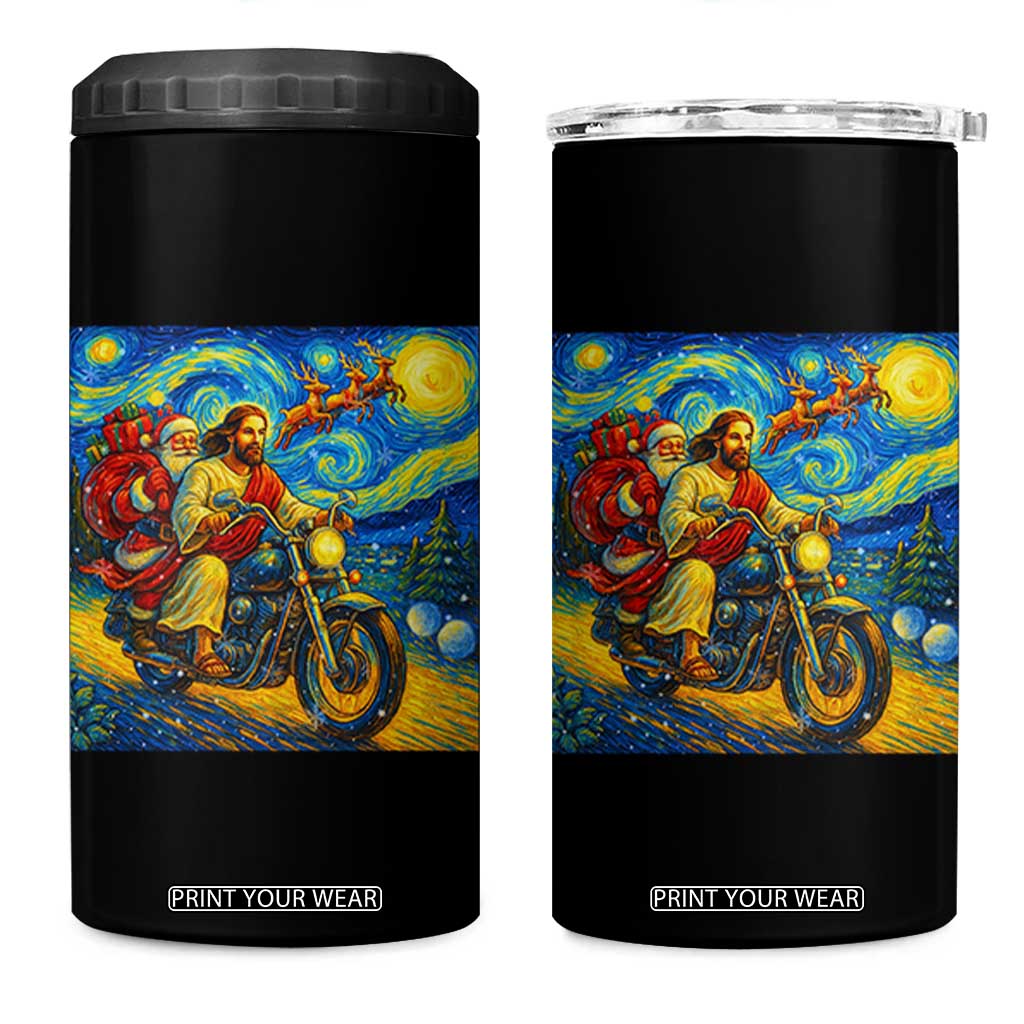 Dirt Bike Motocross 4 in 1 Can Cooler Tumbler Jesus Santa Christmas Starry Night TS14 One Size: 16 oz Black Print Your Wear