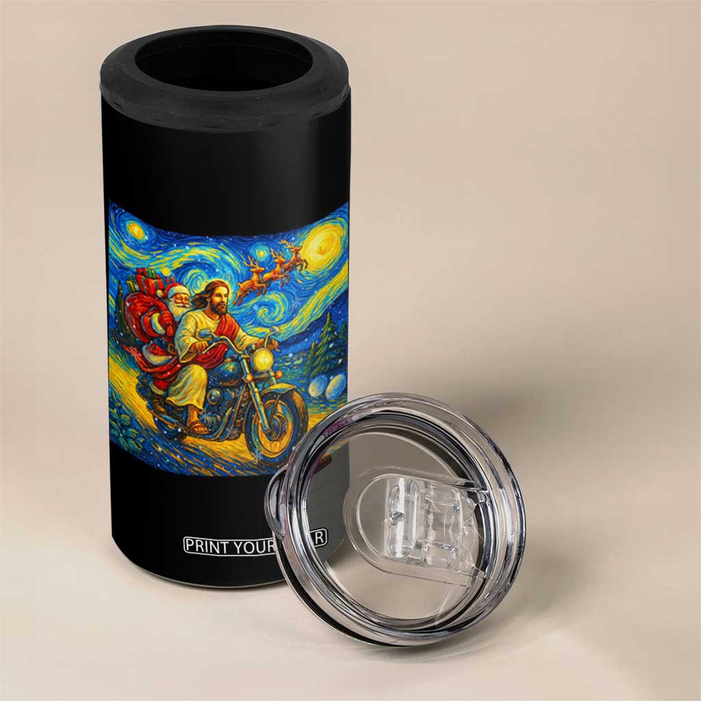 Dirt Bike Motocross 4 in 1 Can Cooler Tumbler Jesus Santa Christmas Starry Night TS14 Print Your Wear