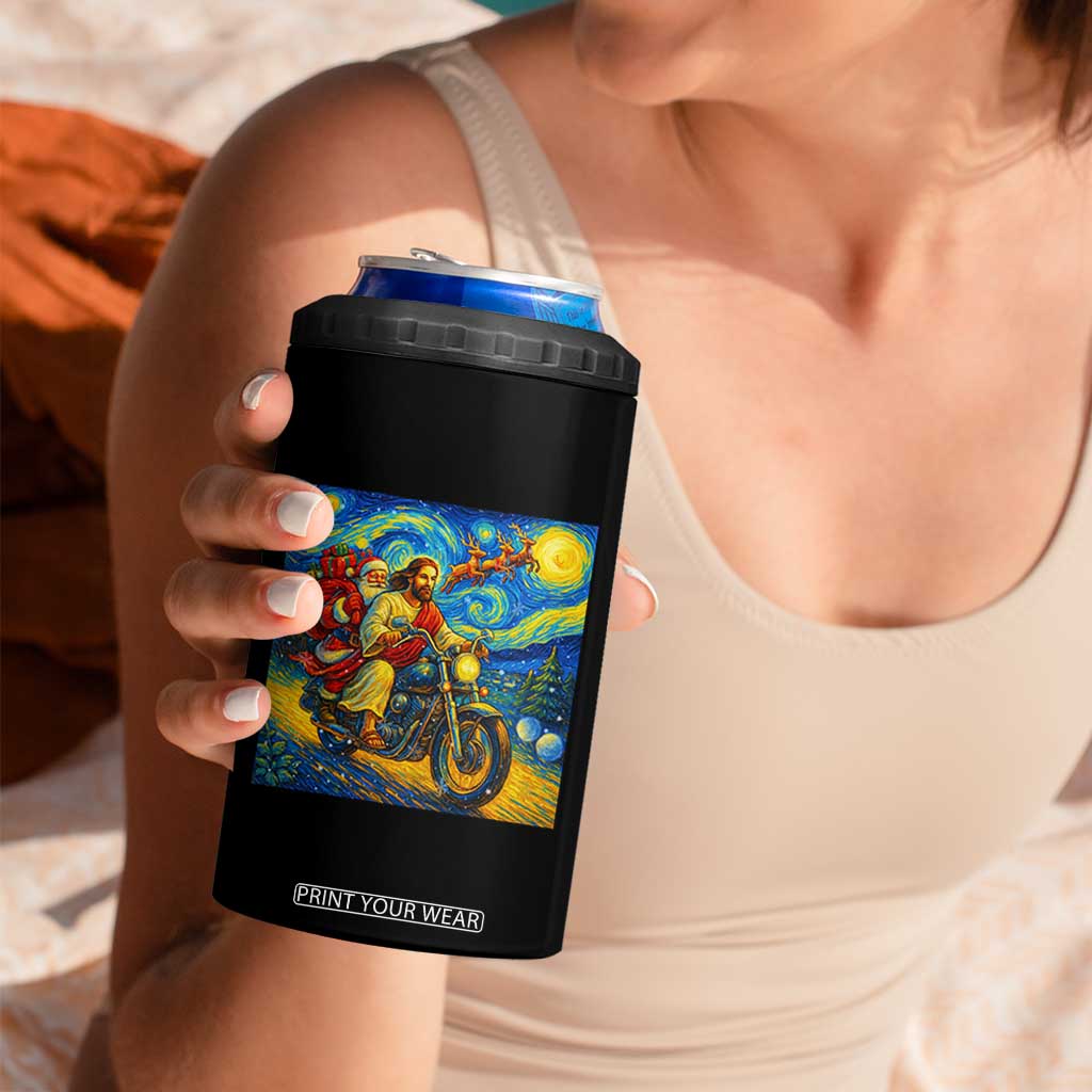Dirt Bike Motocross 4 in 1 Can Cooler Tumbler Jesus Santa Christmas Starry Night TS14 Print Your Wear