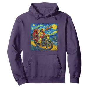 Dirt Bike Motocross Hoodie Jesus Santa Christmas Starry Night TS14 Purple Print Your Wear