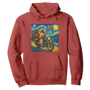 Dirt Bike Motocross Hoodie Jesus Santa Christmas Starry Night TS14 Red Print Your Wear