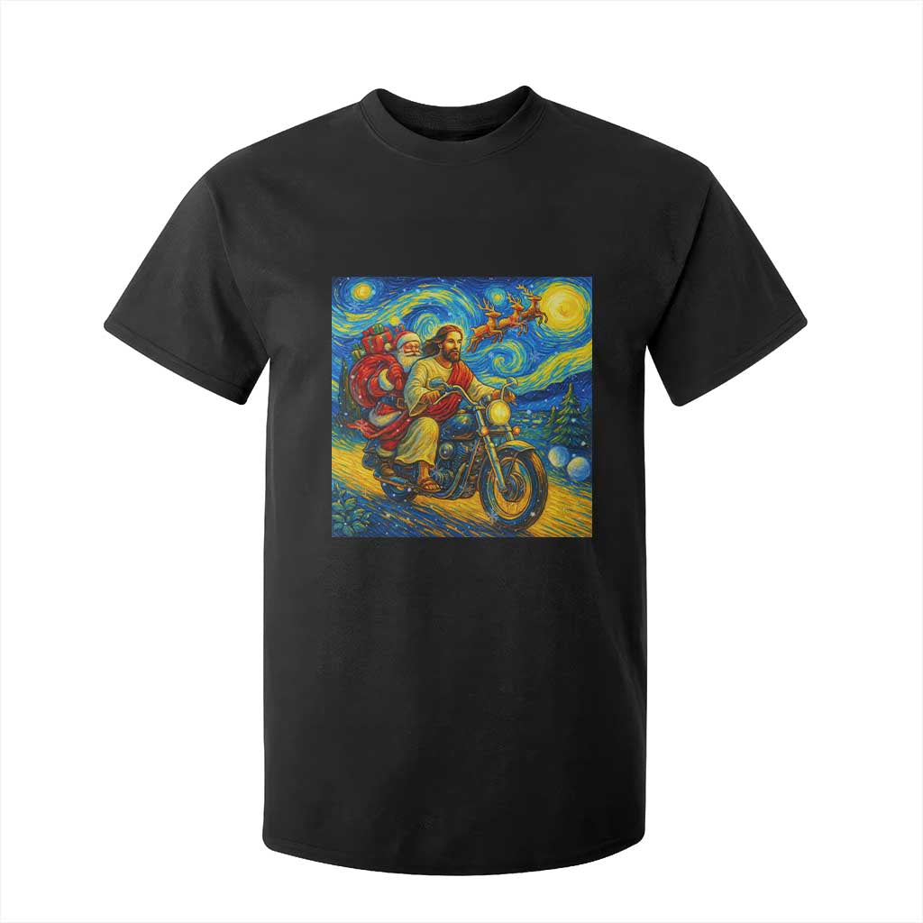 Dirt Bike Motocross T Shirt For Kid Jesus Santa Christmas Starry Night TS14 Black Print Your Wear