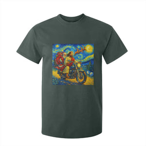 Dirt Bike Motocross T Shirt For Kid Jesus Santa Christmas Starry Night TS14 Dark Forest Green Print Your Wear