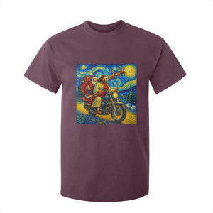 Dirt Bike Motocross T Shirt For Kid Jesus Santa Christmas Starry Night TS14 Maroon Print Your Wear