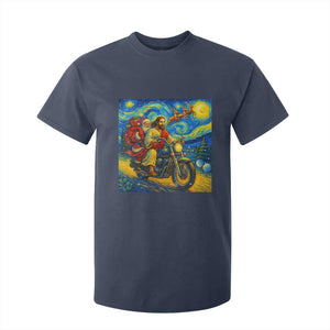 Dirt Bike Motocross T Shirt For Kid Jesus Santa Christmas Starry Night TS14 Navy Print Your Wear