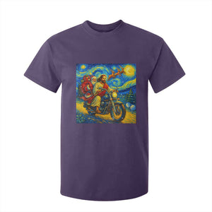 Dirt Bike Motocross T Shirt For Kid Jesus Santa Christmas Starry Night TS14 Purple Print Your Wear