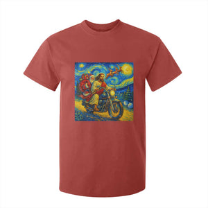 Dirt Bike Motocross T Shirt For Kid Jesus Santa Christmas Starry Night TS14 Red Print Your Wear