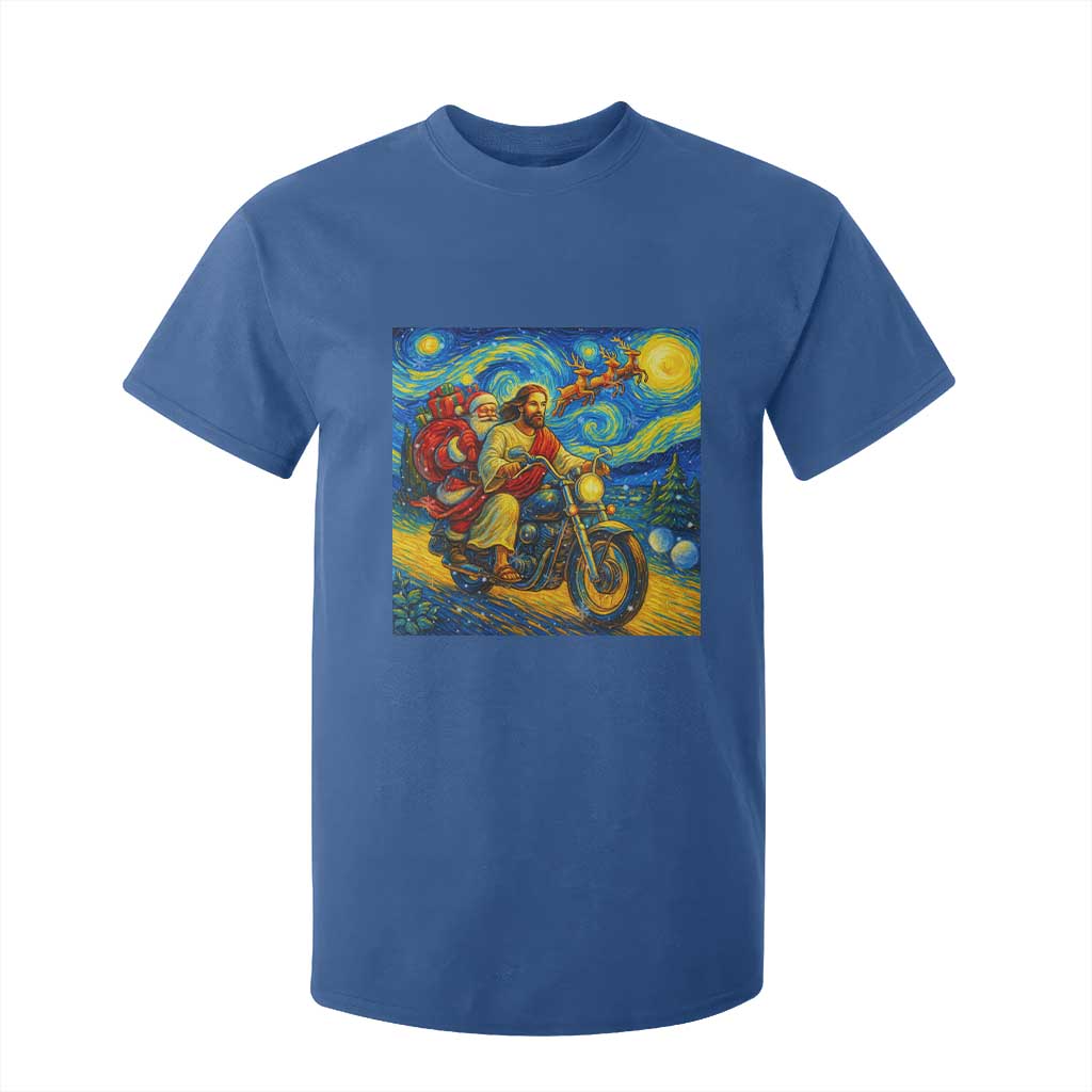 Dirt Bike Motocross T Shirt For Kid Jesus Santa Christmas Starry Night TS14 Royal Blue Print Your Wear