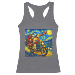 Dirt Bike Motocross Racerback Tank Top Jesus Santa Christmas Starry Night TS14 Charcoal Print Your Wear