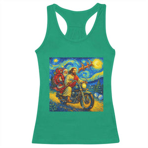 Dirt Bike Motocross Racerback Tank Top Jesus Santa Christmas Starry Night TS14 Irish Green Print Your Wear