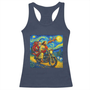 Dirt Bike Motocross Racerback Tank Top Jesus Santa Christmas Starry Night TS14 Navy Print Your Wear