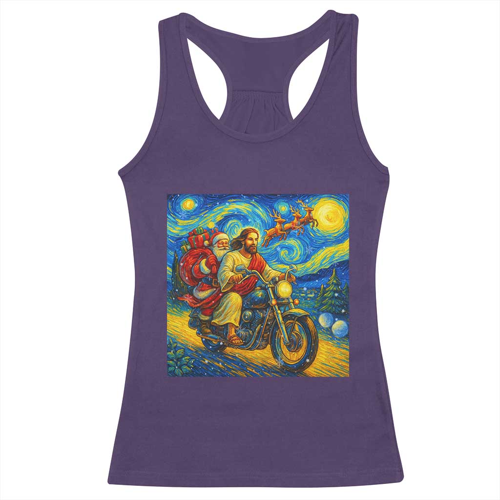 Dirt Bike Motocross Racerback Tank Top Jesus Santa Christmas Starry Night TS14 Purple Print Your Wear